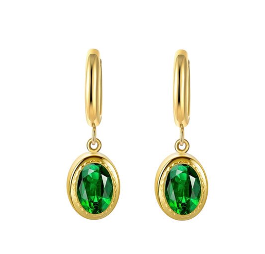 Earrings  -  Green Gold Hoops