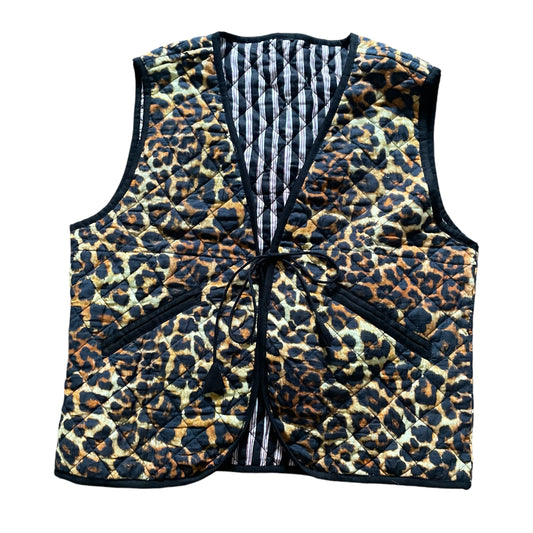 Reversible Cotton Leopard Print Gilet- Size 12-14