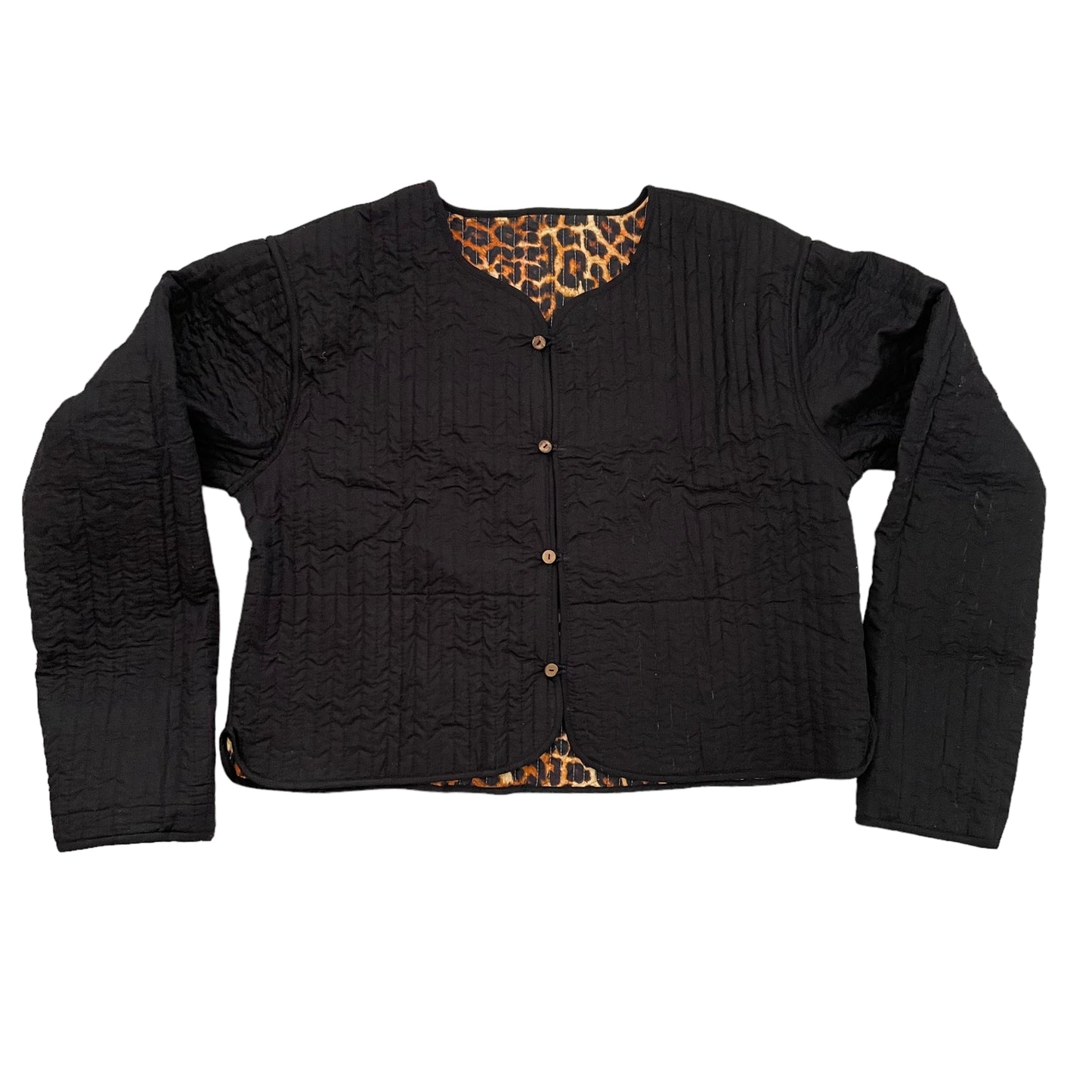 LEOPARD PRINT EDIT - Leopard Print Reversible Quilted Cotton Jacket - Fits up to a size 16