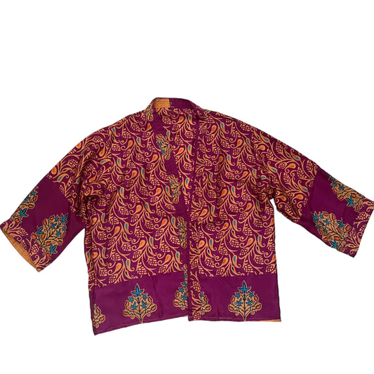 Short Recycled Silk - Kimono Purple