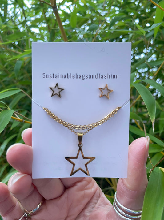 Necklace and Earring Set - Gold Star