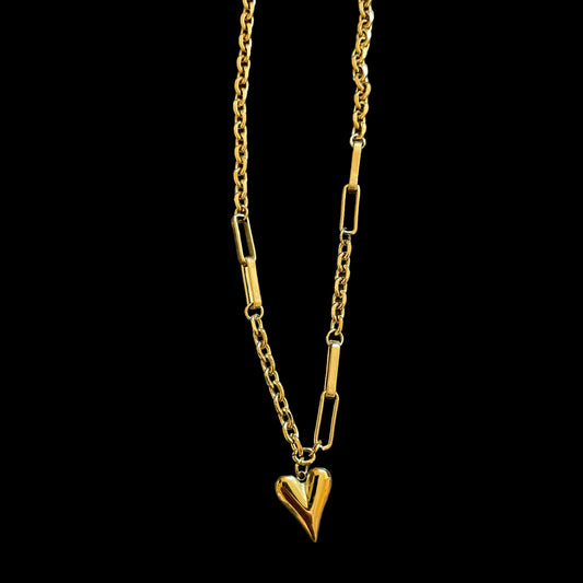 Chunky Necklace -  Gold Heart