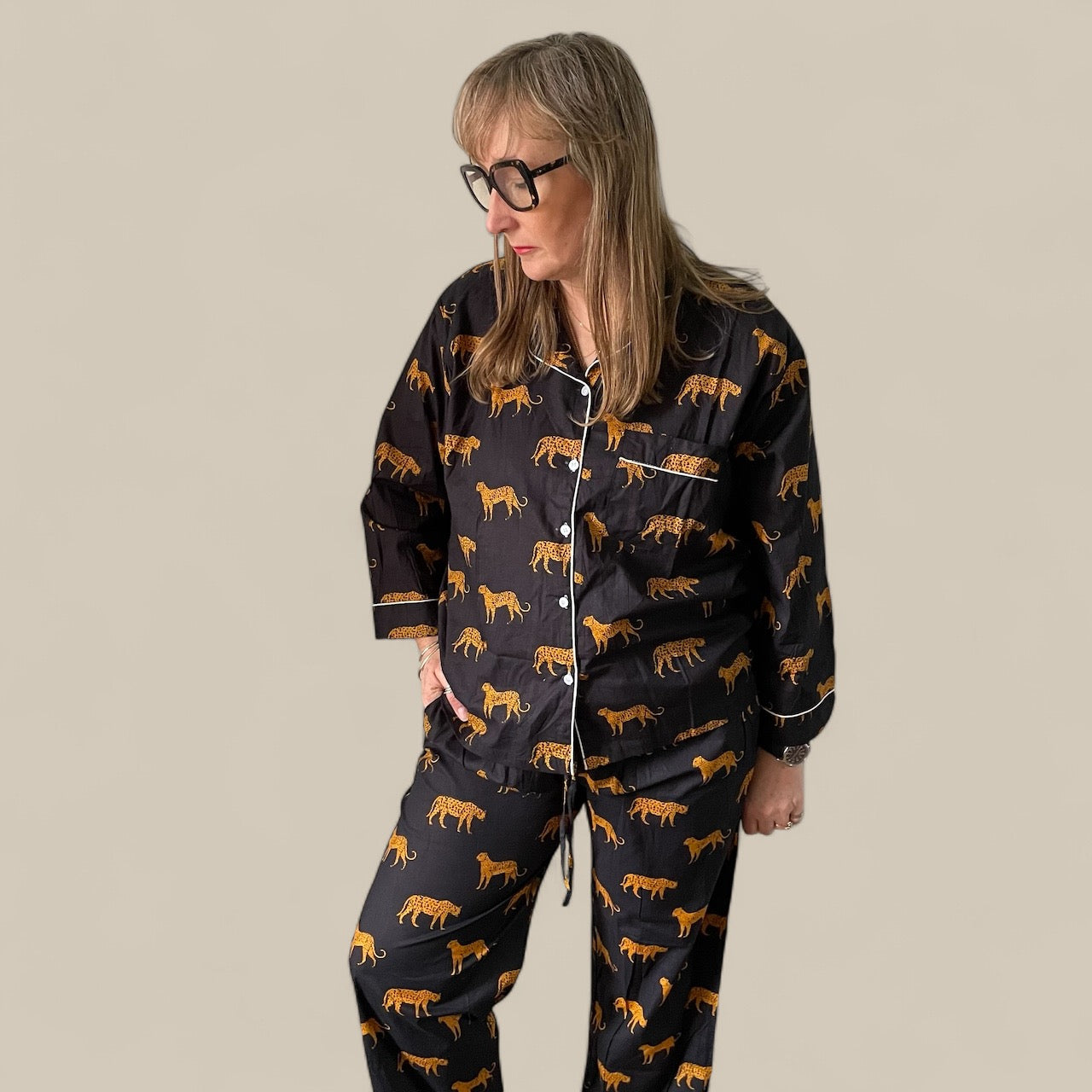 Cotton Pyjamas Leopard Black