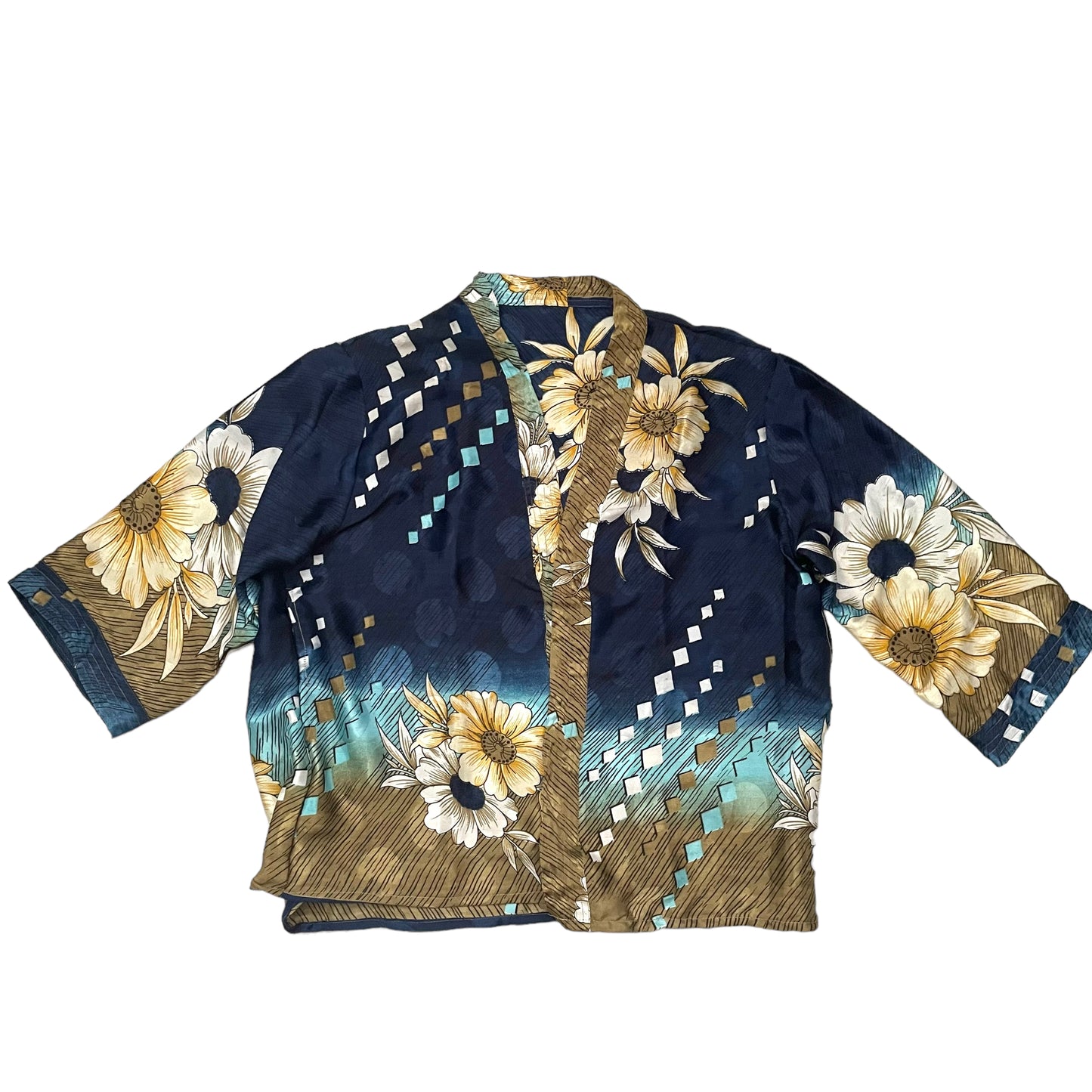 Short Recycled Silk - Kimono Vintage Flower