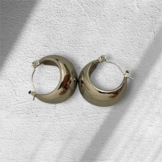 Earrings  - Chunky Hoops Silver