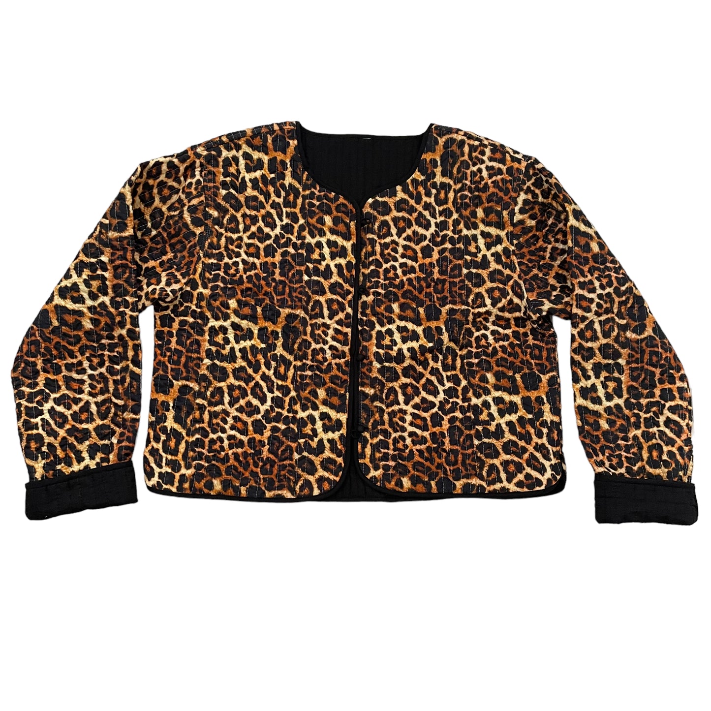 LEOPARD PRINT EDIT - Leopard Print Reversible Quilted Cotton Jacket - Fits up to a size 16