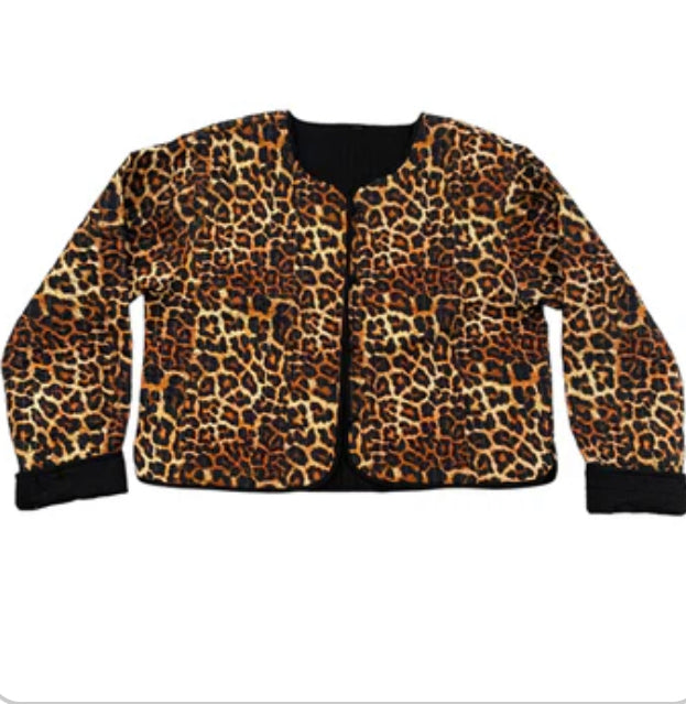 LEOPARD PRINT EDIT - Leopard Print Reversible Quilted Cotton Jacket - Fits up to a size 16