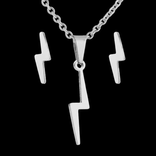 Necklace and Earring Set - Lightning silver