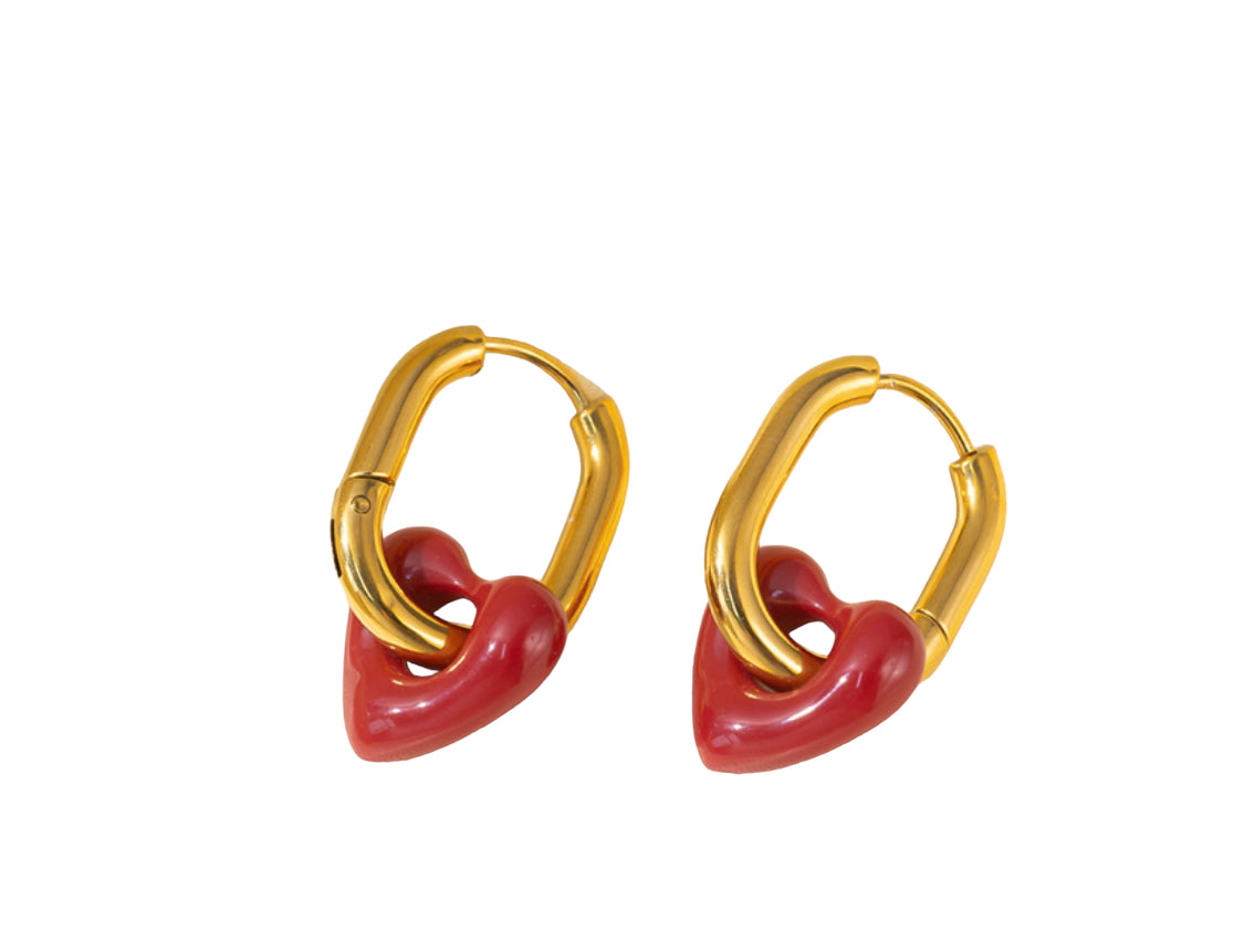 Earrings  -  Heart Hoops