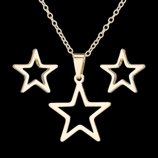 Necklace and Earring Set - Gold Star